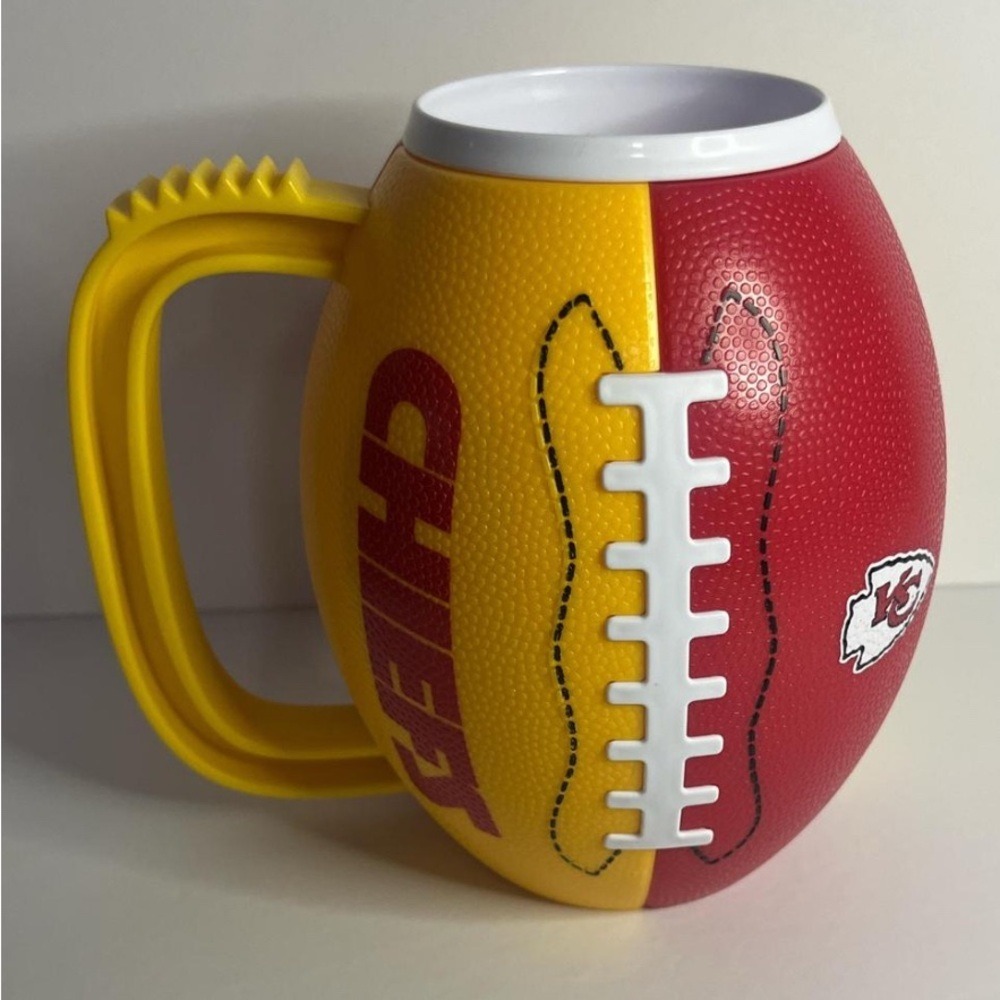 NEW Kansas City Chiefs Football Shaped Mug Plastic NFL Game Day Drinkware